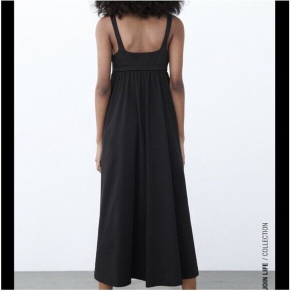 Zara Poplin Maxi Dress 100% Cotton Sz S Wedding Guest - Picture 5 of 11